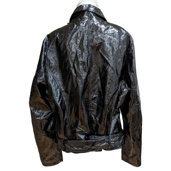 Forever 21 Plus Patent Leather Belted Motorcycle Jacket Size 3X NWT - Picture 5 of 11